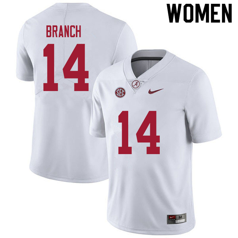 Alabama Crimson Tide Women's Brian Branch #14 White NCAA Nike Authentic Stitched 2020 College Football Jersey ZD16J82LF